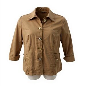 Charter Club Brown military Style Jacket with Gold Buttons Sz L #1471